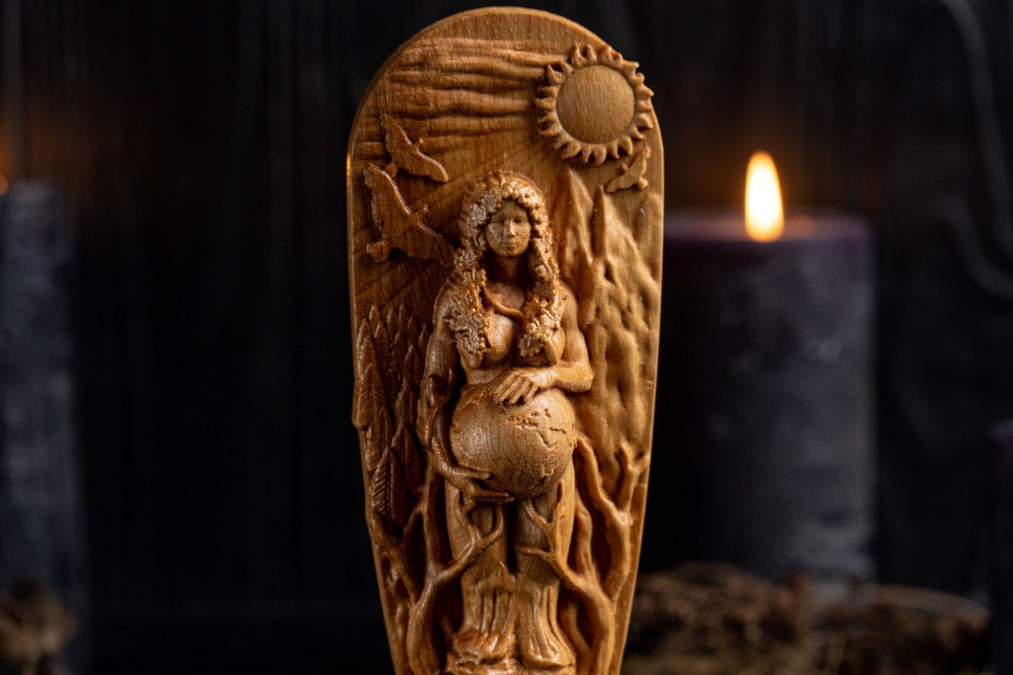 Carved Gaia Statue