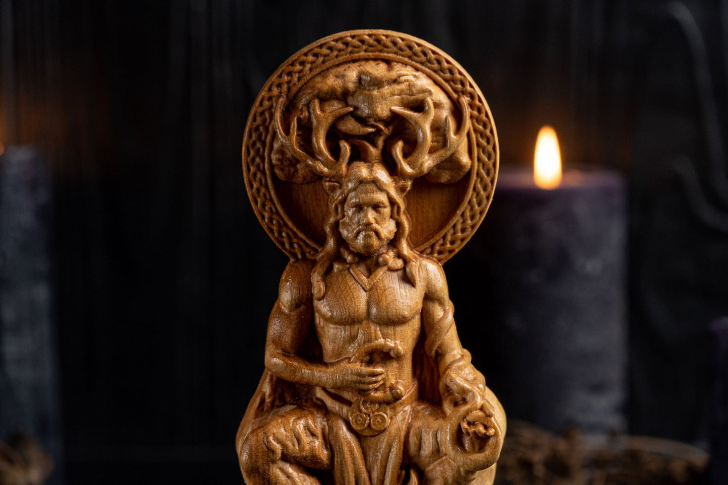 Carved Cernunnos Statue