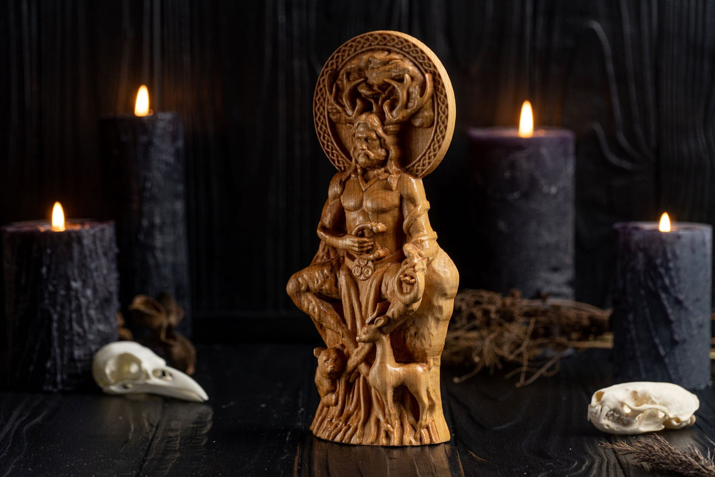 Carved Cernunnos Statue