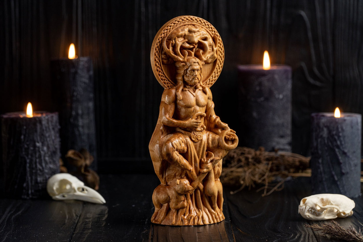 Carved Cernunnos Statue
