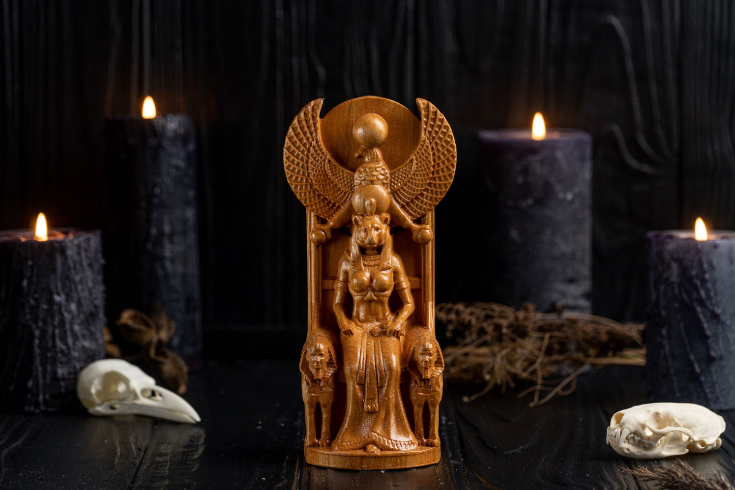 Carved Sekhmet Statue