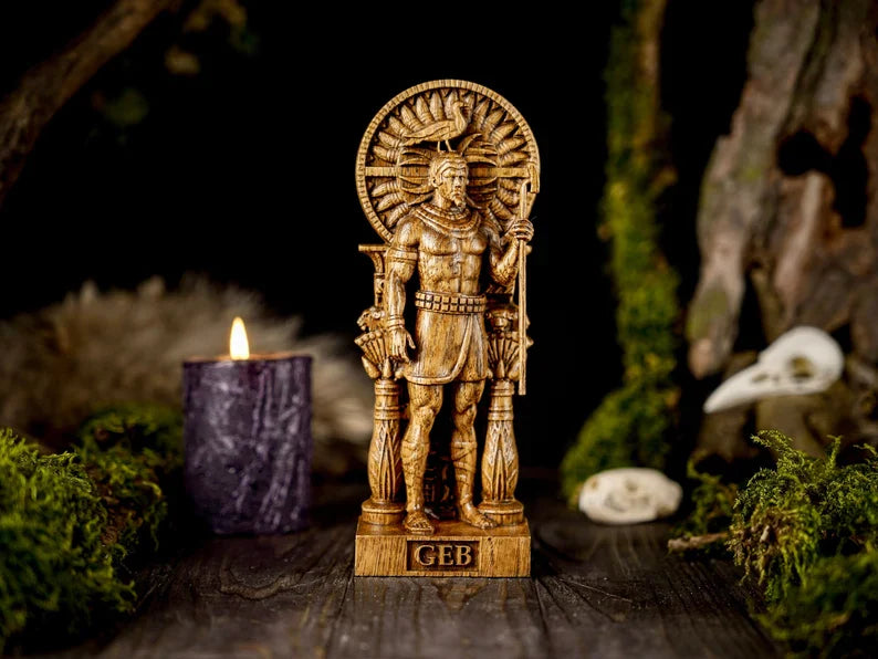 Oak Geb Egyptian Statue