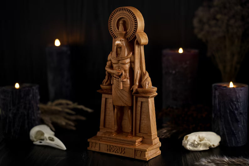 Oak Horus Egyptian Statue