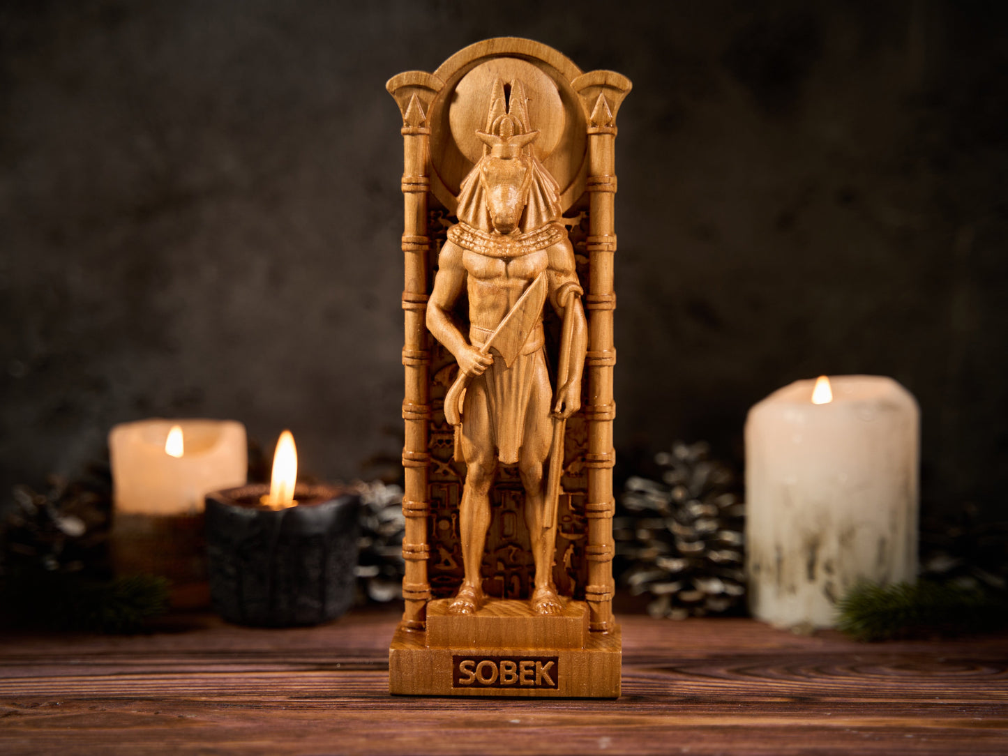 Oak Sobek Egypt Statue