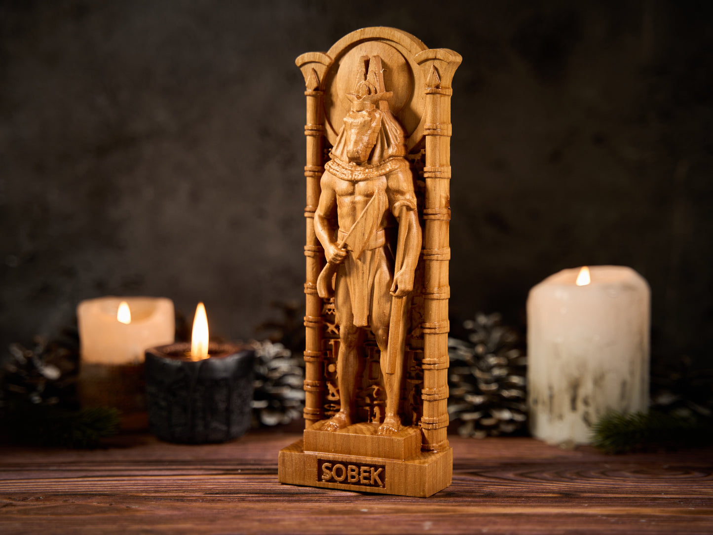 Oak Sobek Egypt Statue