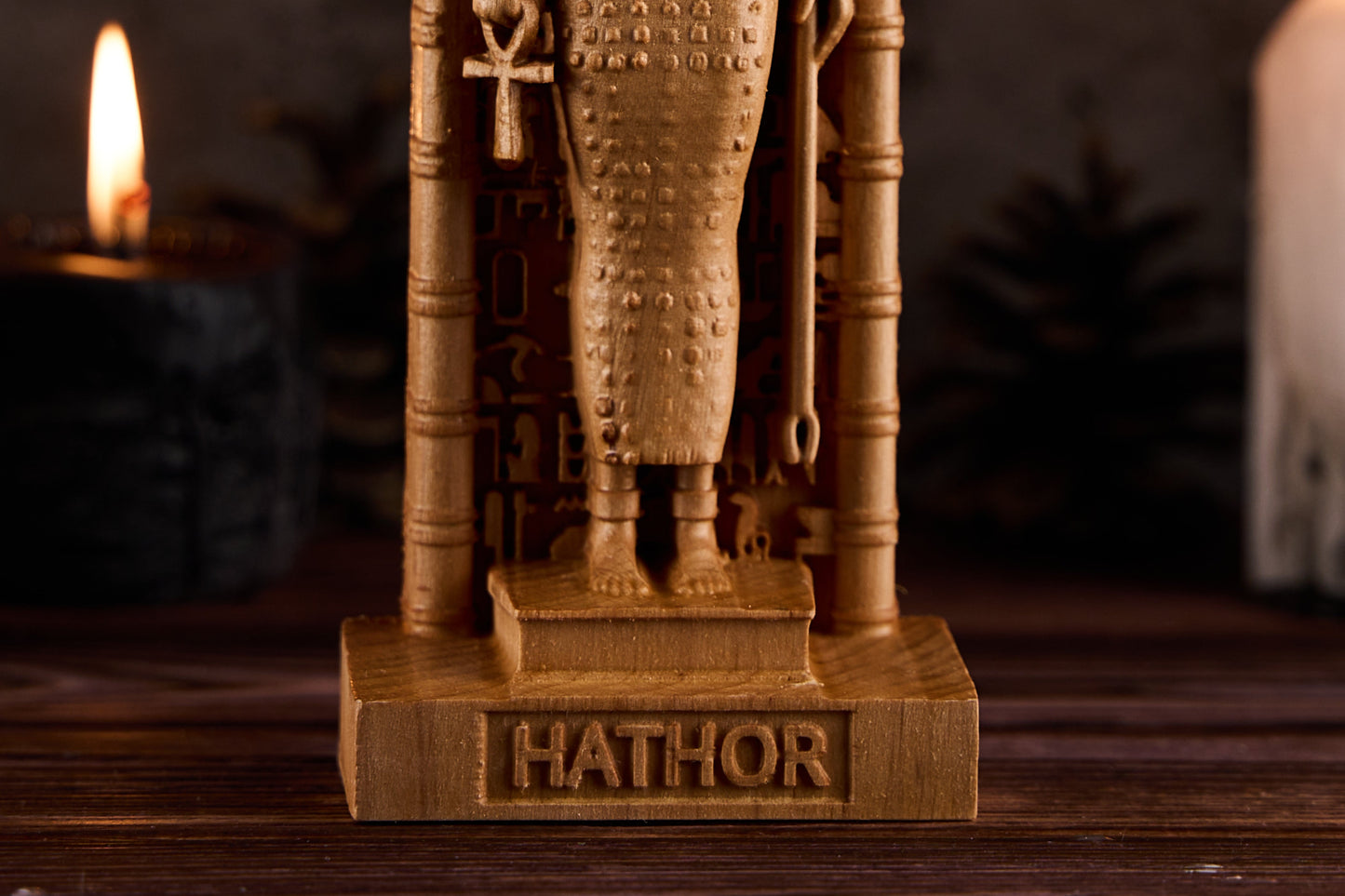 Oak Hathor Egyptian Statue