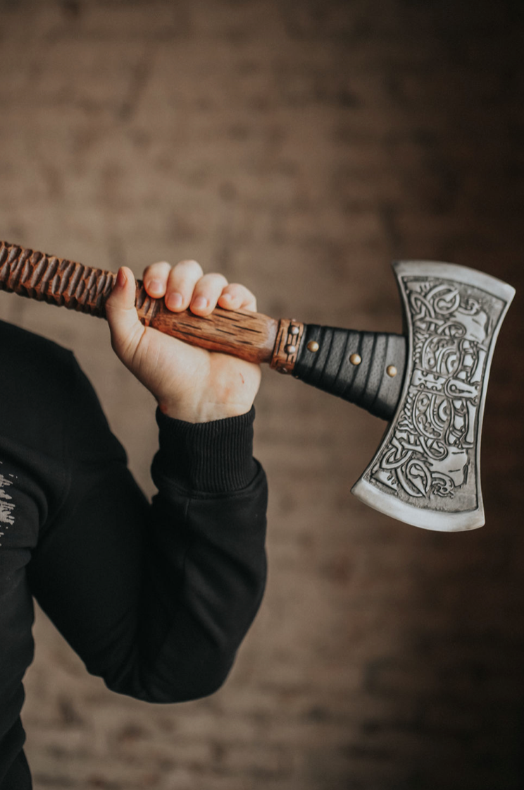 Double sided engraved axe