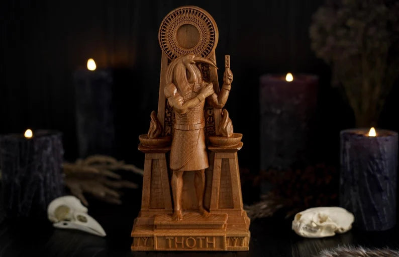 Oak Thoth Egyptian Statue