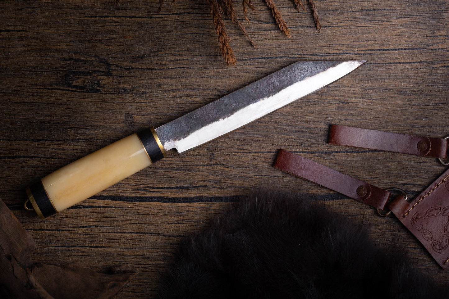 Bone handle large seax knife, 7 days delivery guarantee