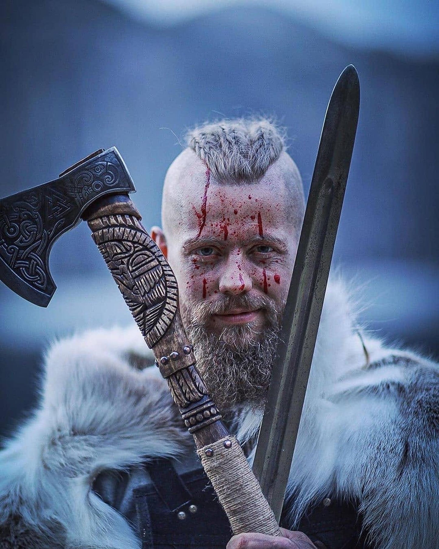 Engraved viking axe