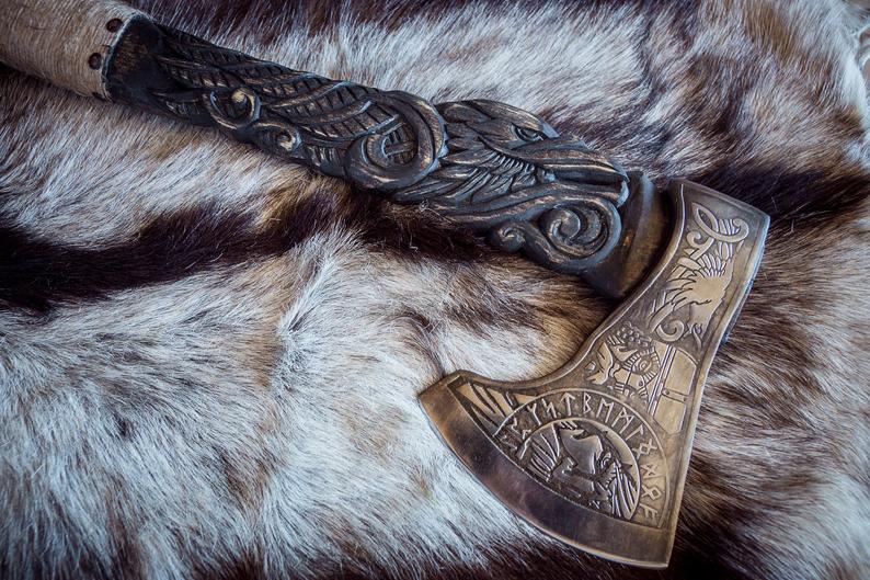 Engraved viking axe