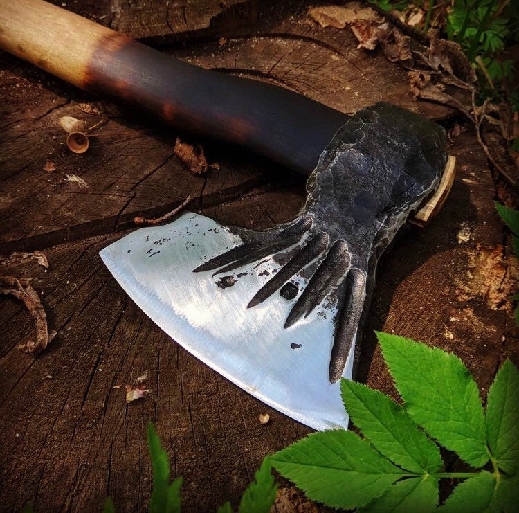 Large hand forged axe