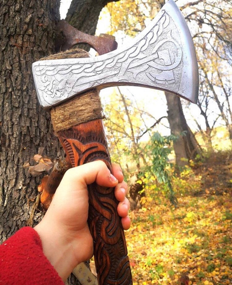 Engraved viking axe