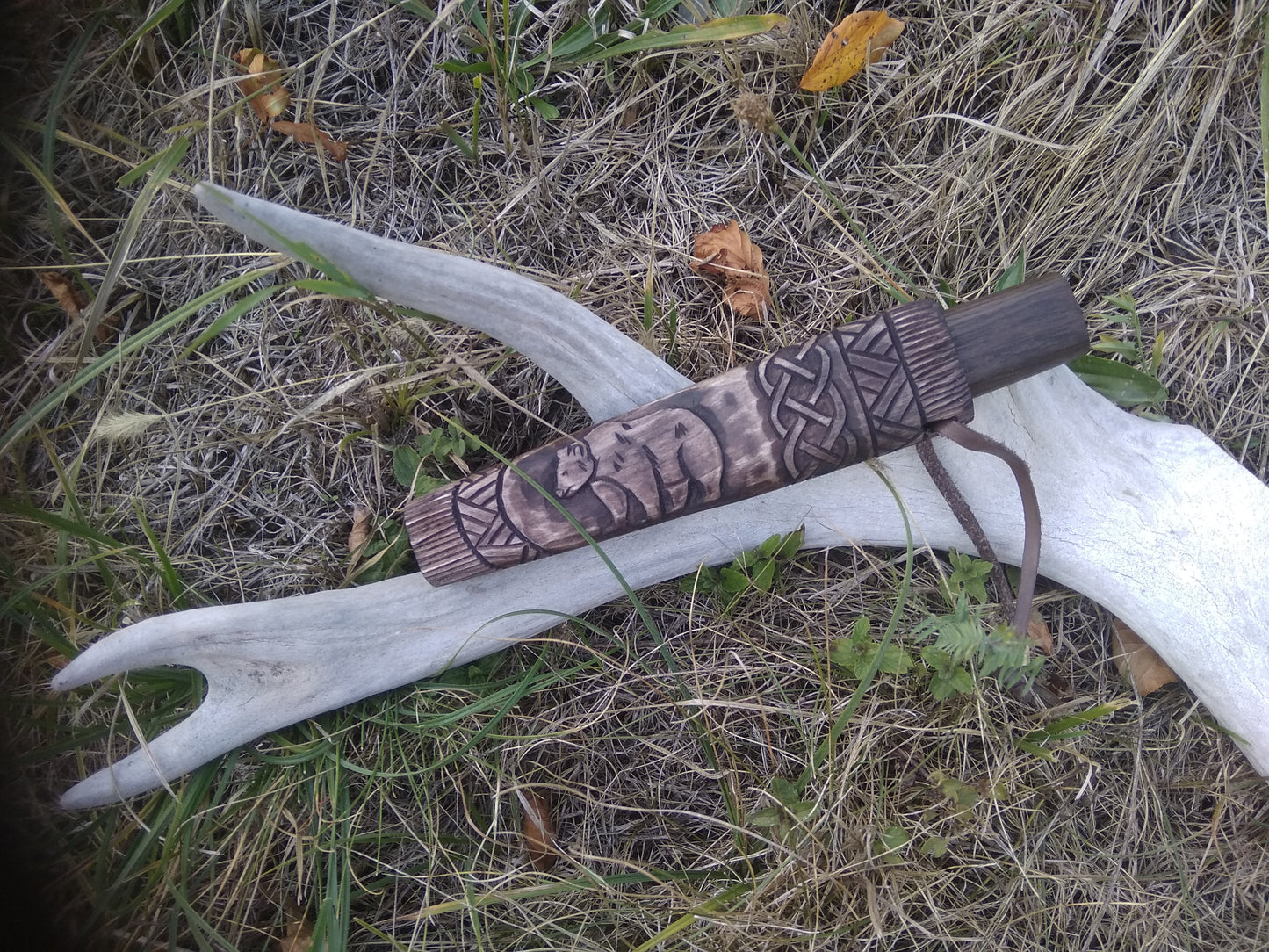Small knife with wooden sheath