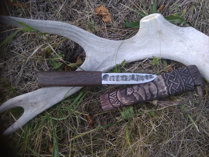 Small knife with wooden sheath
