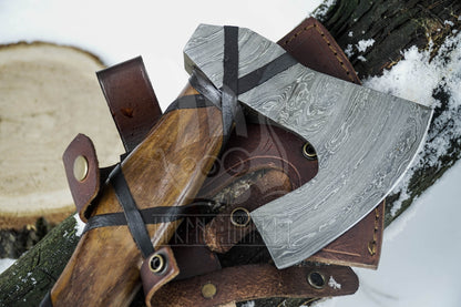 Customized Bearded Damascus axe • Shipping from the USA
