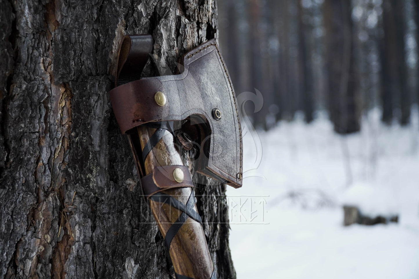 Customized Bearded Damascus axe • Shipping from the USA