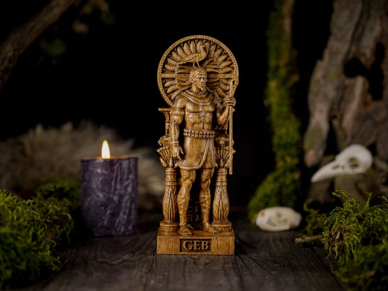 Oak Geb Egyptian Statue
