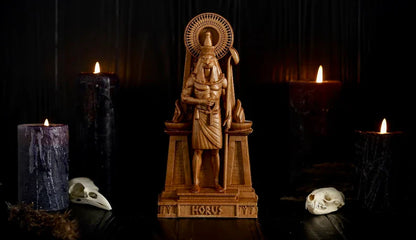 Oak Horus Egyptian Statue