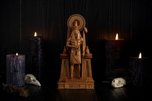 Oak Horus Egyptian Statue