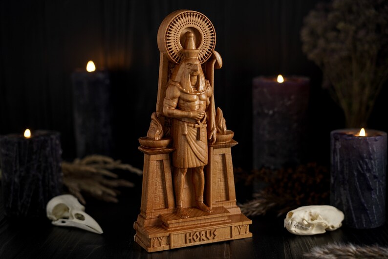 Oak Horus Egyptian Statue