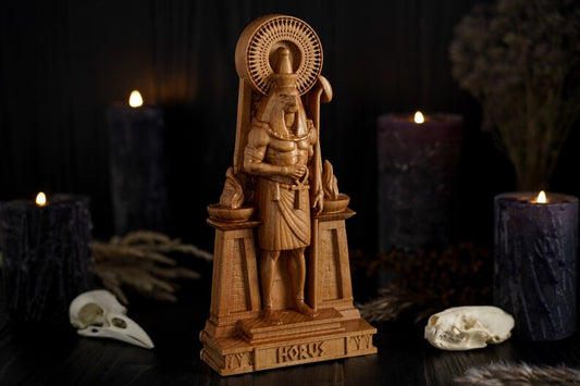 Oak Horus Egyptian Statue