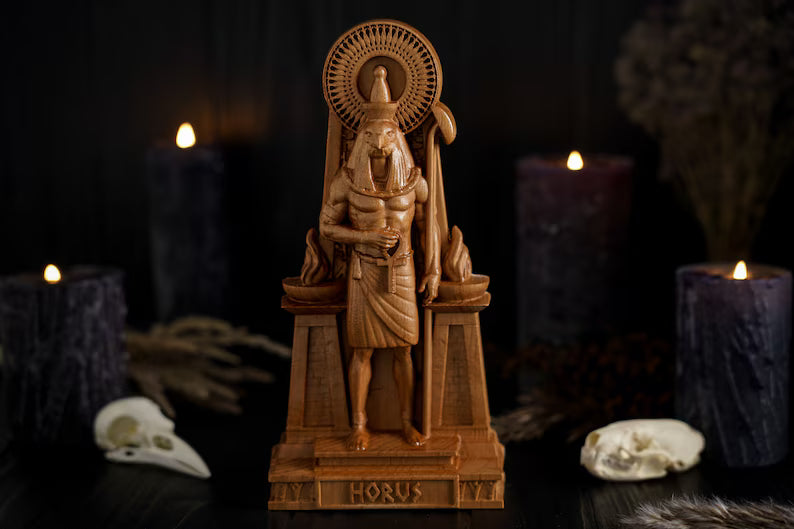 Oak Horus Egyptian Statue