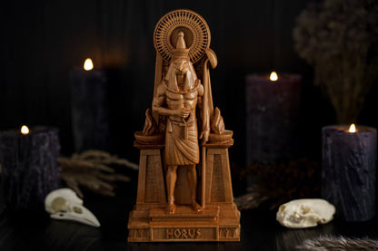Oak Horus Egyptian Statue