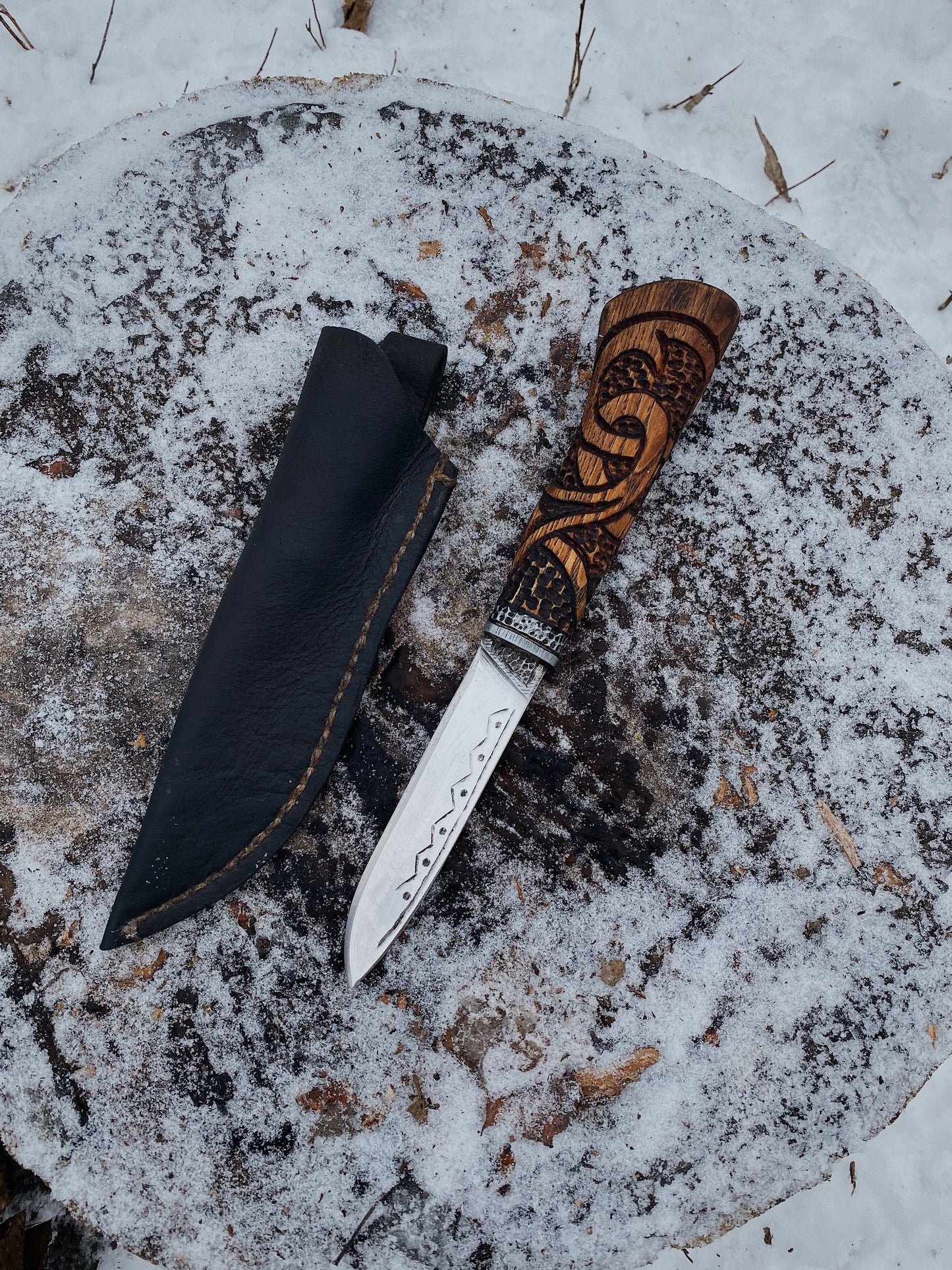 Engraved viking knife