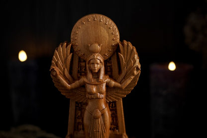 Oak Isis Egyptian Statue