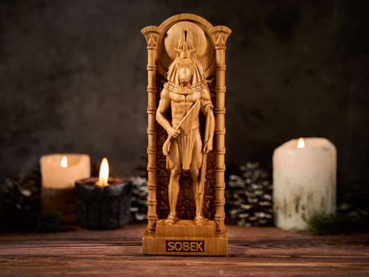 Oak Sobek Egypt Statue