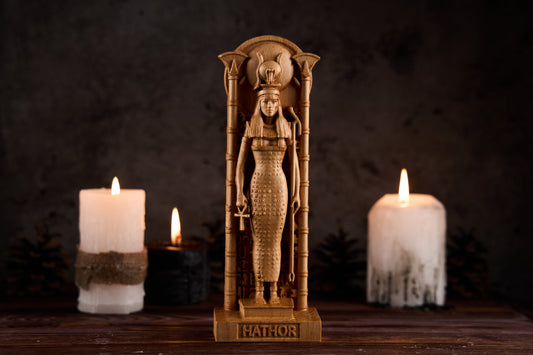 Oak Hathor Egyptian Statue