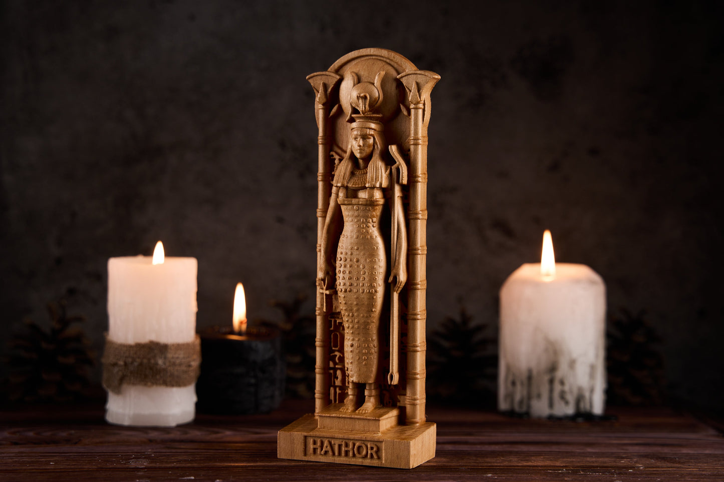Oak Hathor Egyptian Statue