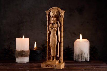 Oak Hathor Egyptian Statue