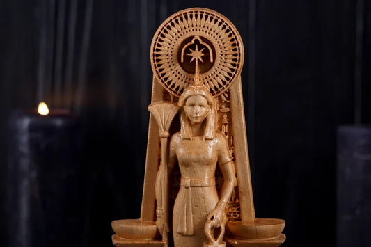 Oak Seschat Egyptian Statue