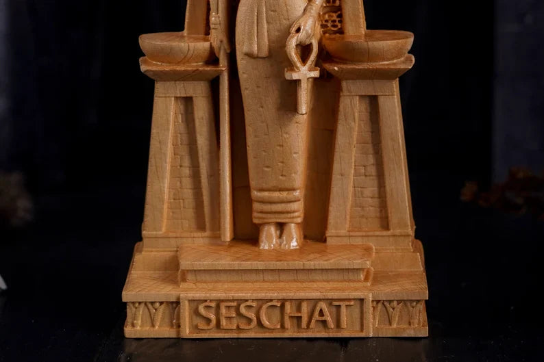 Oak Seschat Egyptian Statue