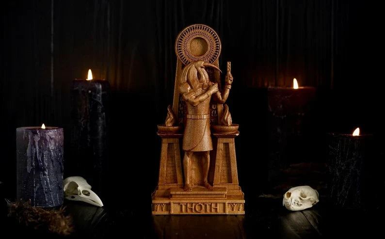 Oak Thoth Egyptian Statue