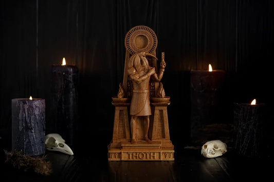 Oak Thoth Egyptian Statue