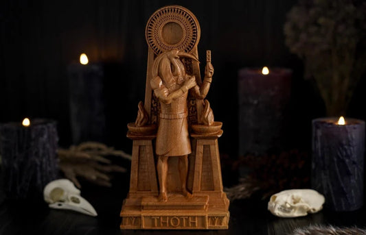 Oak Thoth Egyptian Statue