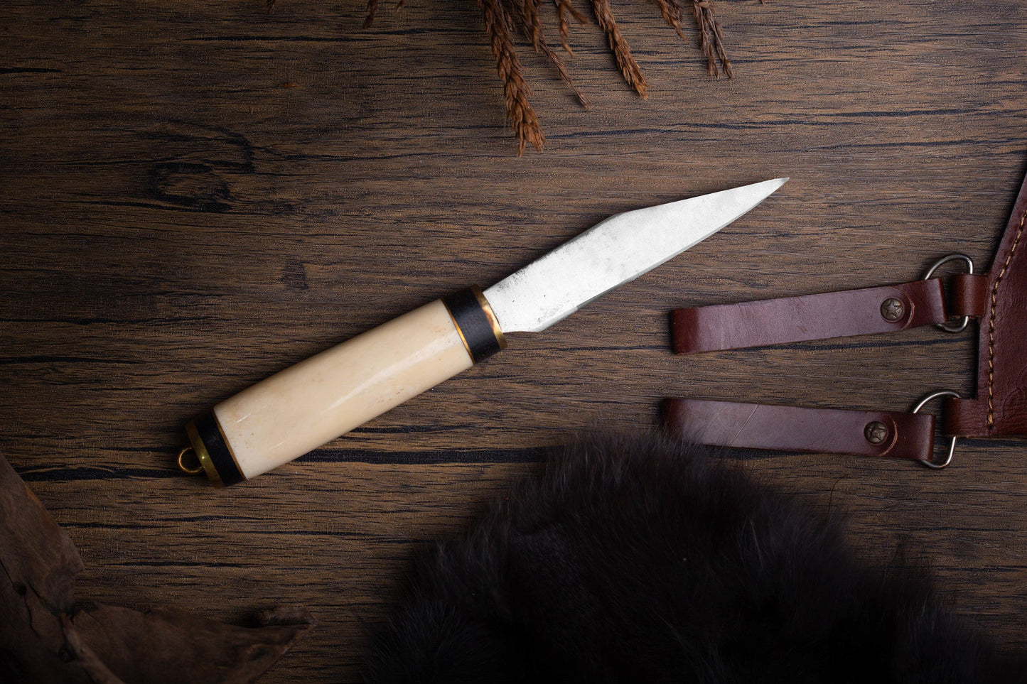 Small bone handle seax knife, 7 days delivery guarantee