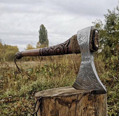 Engraved viking axe