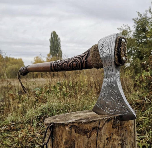 Engraved viking axe