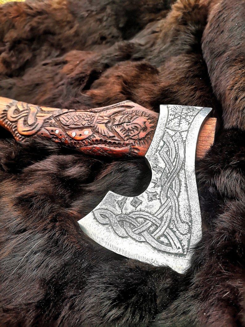 Engraved viking axe