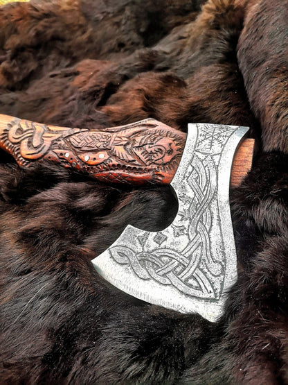 Engraved viking axe