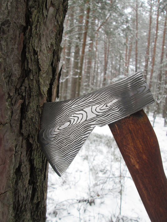 Damascus style axe