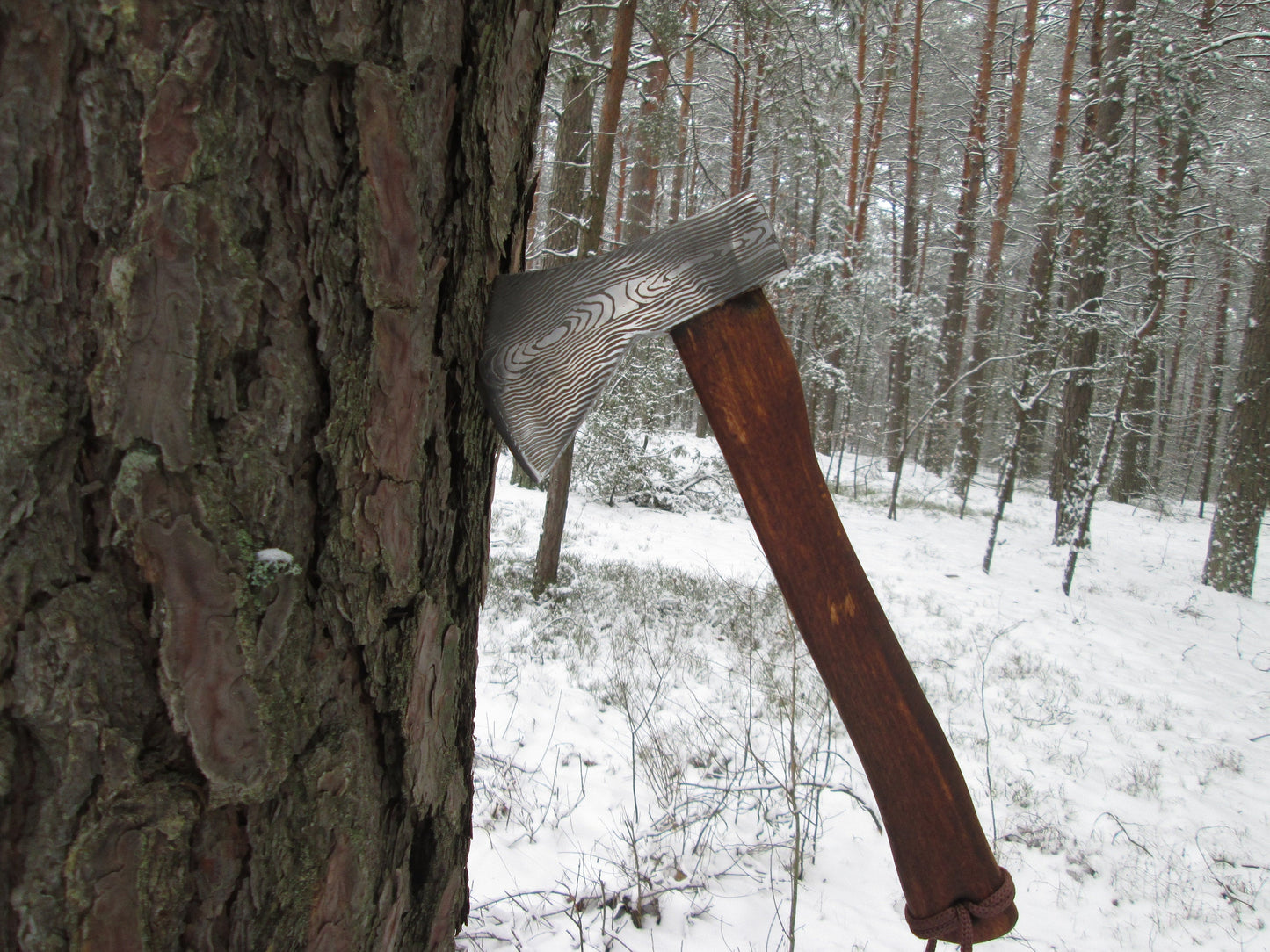 Damascus style axe