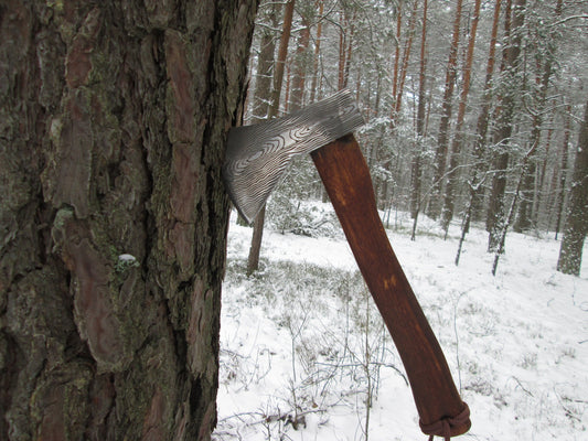 Damascus style axe