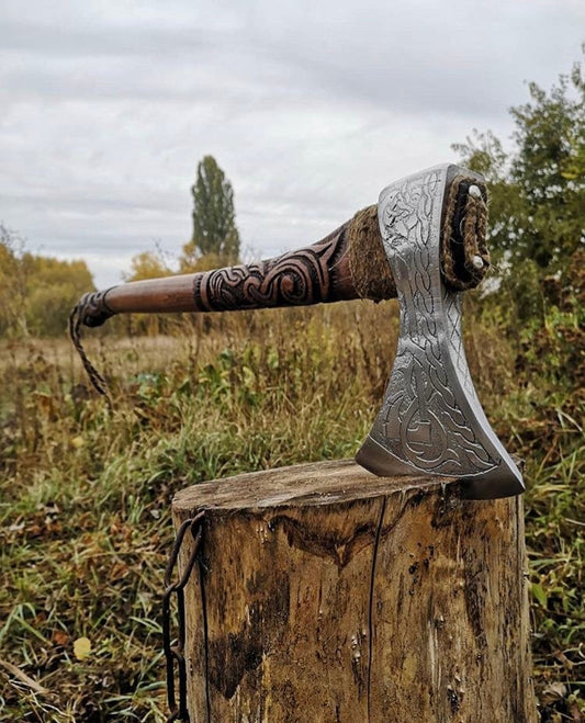 Engraved viking axe